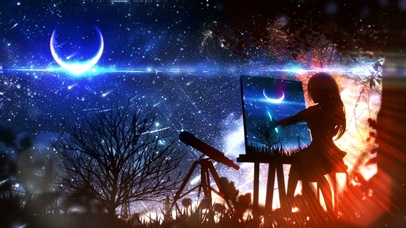 唯美梦幻星球流星天空晚霞