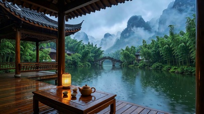 国风山水湖畔