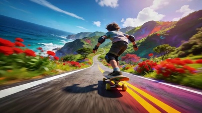 飞驰的滑板少年