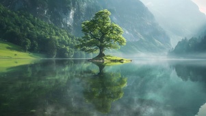湖中小树