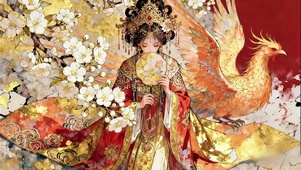 雪梅红鸾凤仪图