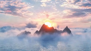 夕阳山川带鱼屏