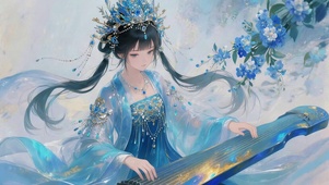 古风柔情女子抚琴