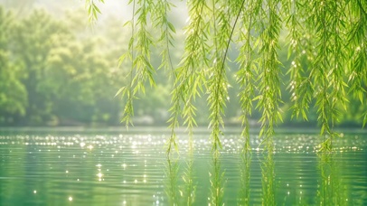湖畔垂柳
