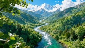 绿水青山蓝天白云山峦迭代护眼