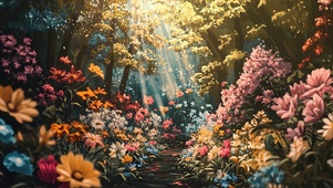 唯美繁华公园森林步道