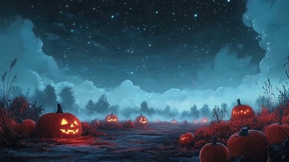 神秘云雾星空万圣南瓜