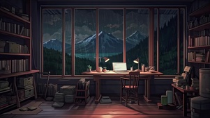 森林雨夜工作环境