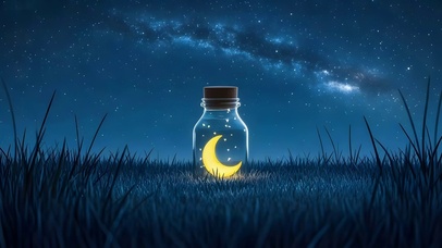 星空下月亮玻璃瓶