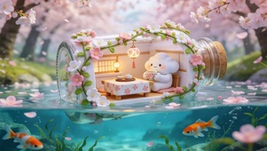 湖面玻璃瓶小房间
