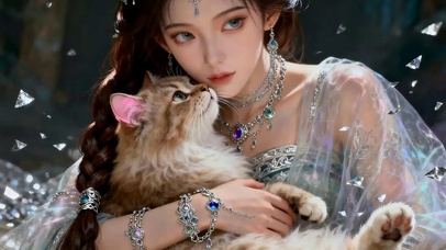 古风女孩与猫咪