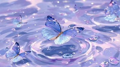 梦幻蓝紫水面水晶蝴蝶