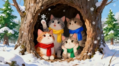 冬天树洞里的猫咪