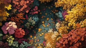 清新秋日森林浪漫落叶