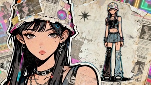 漫画动漫卡通风16岁潮流少女