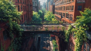 清新夏日城市铁路风景