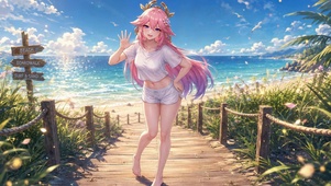 夏日海边八重神子