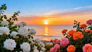 夕阳海