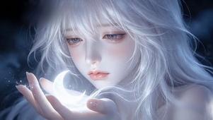 唯美掌心月白发少女