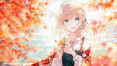 4K唯美枫叶少女