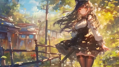 花园小裙子少女