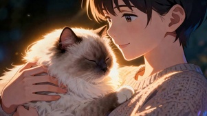 可爱猫咪与男孩