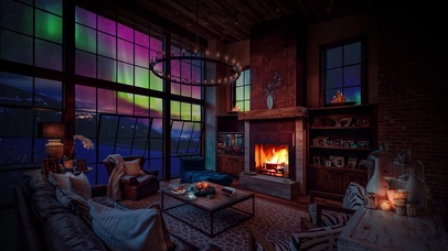 舒适的冬季极光房间