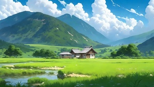 白云树木房屋
