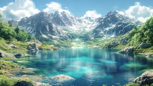 清新纯净高山湖泊