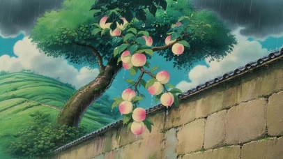 墙角的桃子