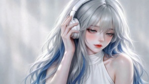纯欲戴耳机女孩