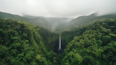 绿色护眼山谷瀑布
