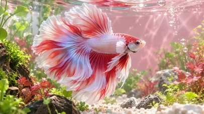 清新水下飘逸斗鱼