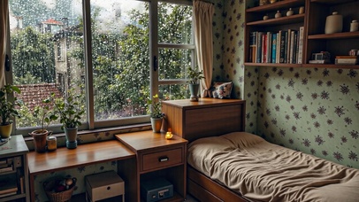 【雨景】城中村的小卧室