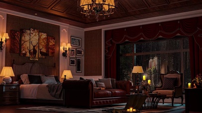 舒适的卧室窗户雨声