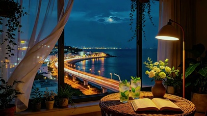 超治愈温柔夜晚窗景