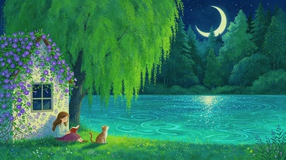 湖边夜色