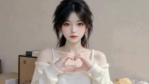 清纯温柔美少女比心