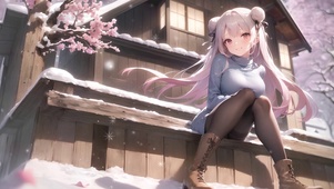 晴天冬日花少女