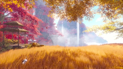 古风秋色山水瀑布