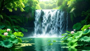 清新护眼瀑布山水