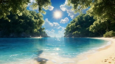 阳光湖水森林