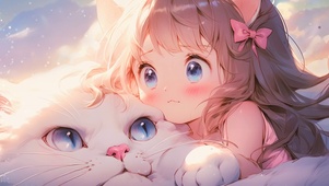抱猫咪的少女