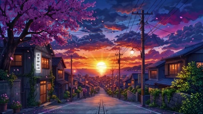 临海坡道黄昏