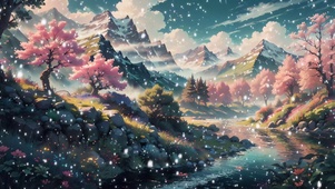 雪中山水