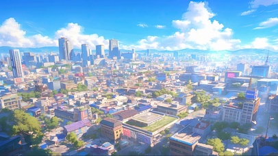 俯瞰蓝天城市街道