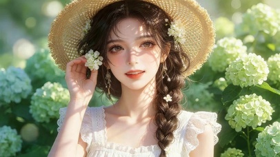 夏日鲜花女孩