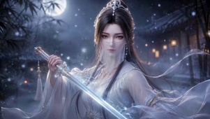 月夜古风持剑清冷美人