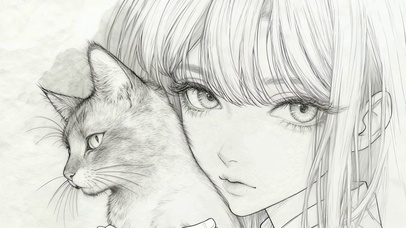 线稿猫与少女