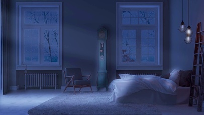 安静冬日雪天房间